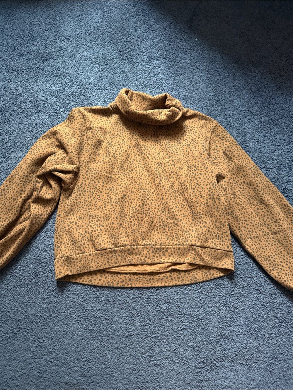Abercrombie & Fitch Mustard Leopard-Print Turtleneck Sweater